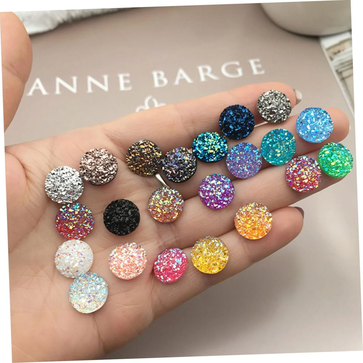 Украшения FRCOLOR, 100 штук, бусины из смолы, круглые кабошоны, искусственные друзы, стеклянные драгоценные камни, фото №4