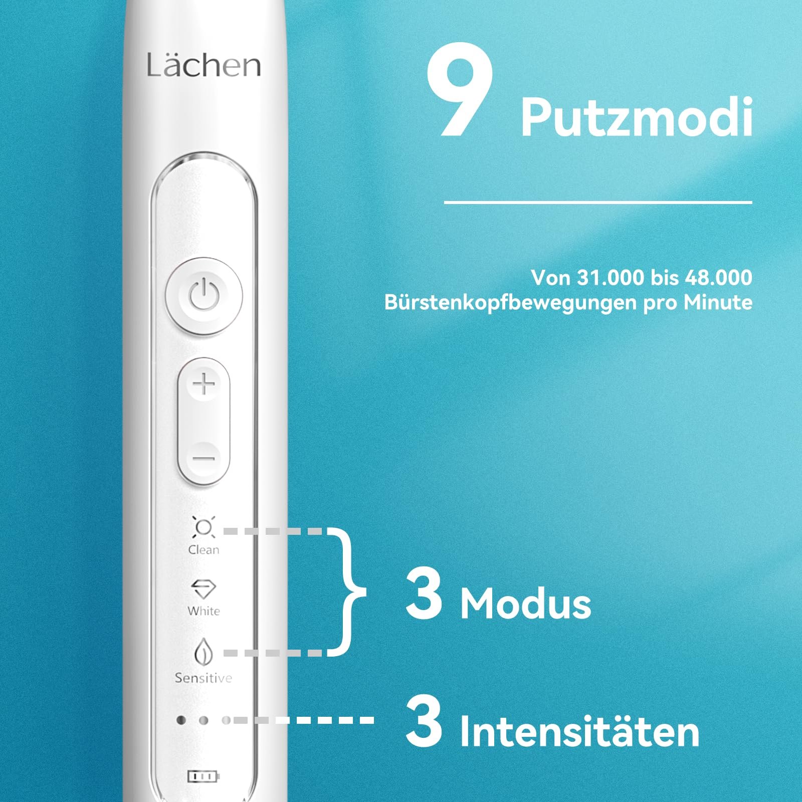 Електрична звукова зубна щітка Lächen RM-T8B Таймер 3 режими Білий, фото №3