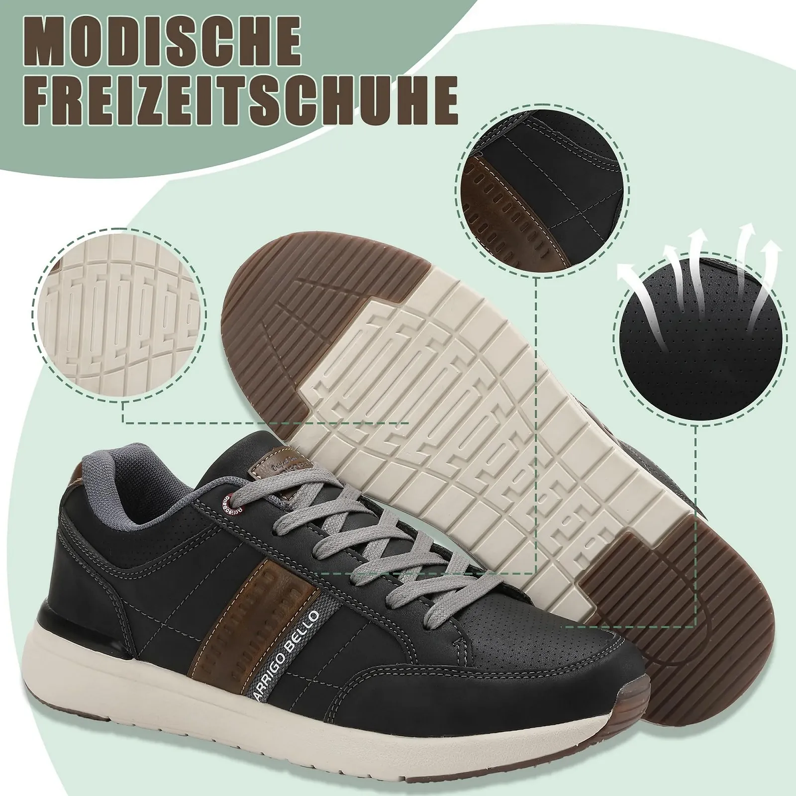 Кросівки ARRIGO BELLO Чоловічі Повсякденні Модні Нековзні Легкі Шкіряні, фото №3 Кросівки ARRIGO BELLO Чоловічі Повсякденні Модні Нековзні Легкі Шкіряні, фото №3