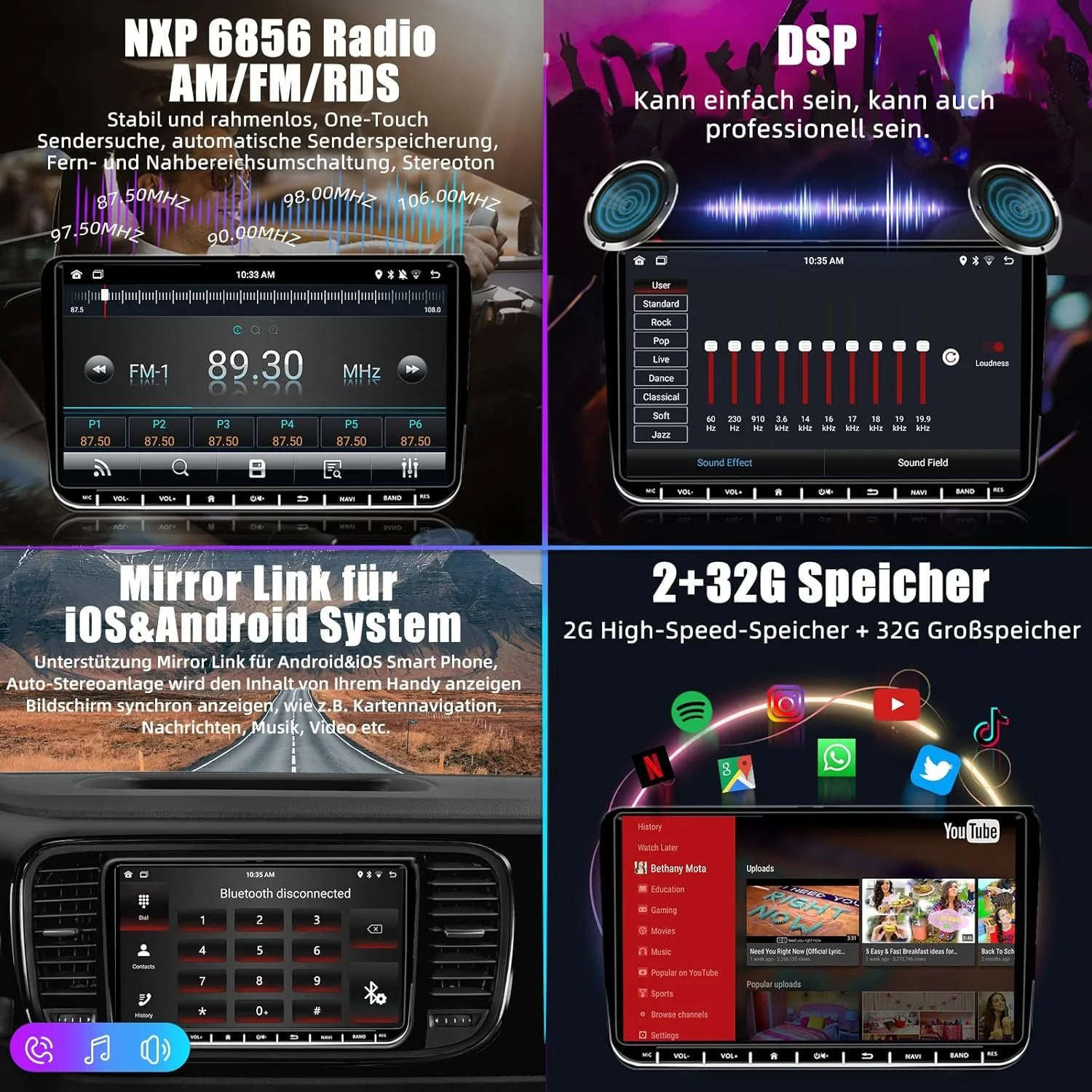Штатна автомагнітола SEMAITU для VW Golf 5 6 Passat Polo Skoda Tiguan Seat / 9" / Сенсорна / 2/32Гб / Android 12 / Apple CarPlay / Android Auto / Bluetooth / WI-FI / GPS / USB, фото №4 Штатна автомагнітола SEMAITU для VW Golf 5 6 Passat Polo Skoda Tiguan Seat / 9" / Сенсорна / 2/32Гб / Android 12 / Apple CarPlay / Android Auto / Bluetooth / WI-FI / GPS / USB, фото №4
