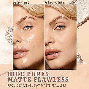 Пресована пудра для обличчя Oil Control Matte Smooth Flawless Setting Powder Waterproof Long Lasting Finishing Powder, 02 Natural Beige synthetic.ua - Фото 1