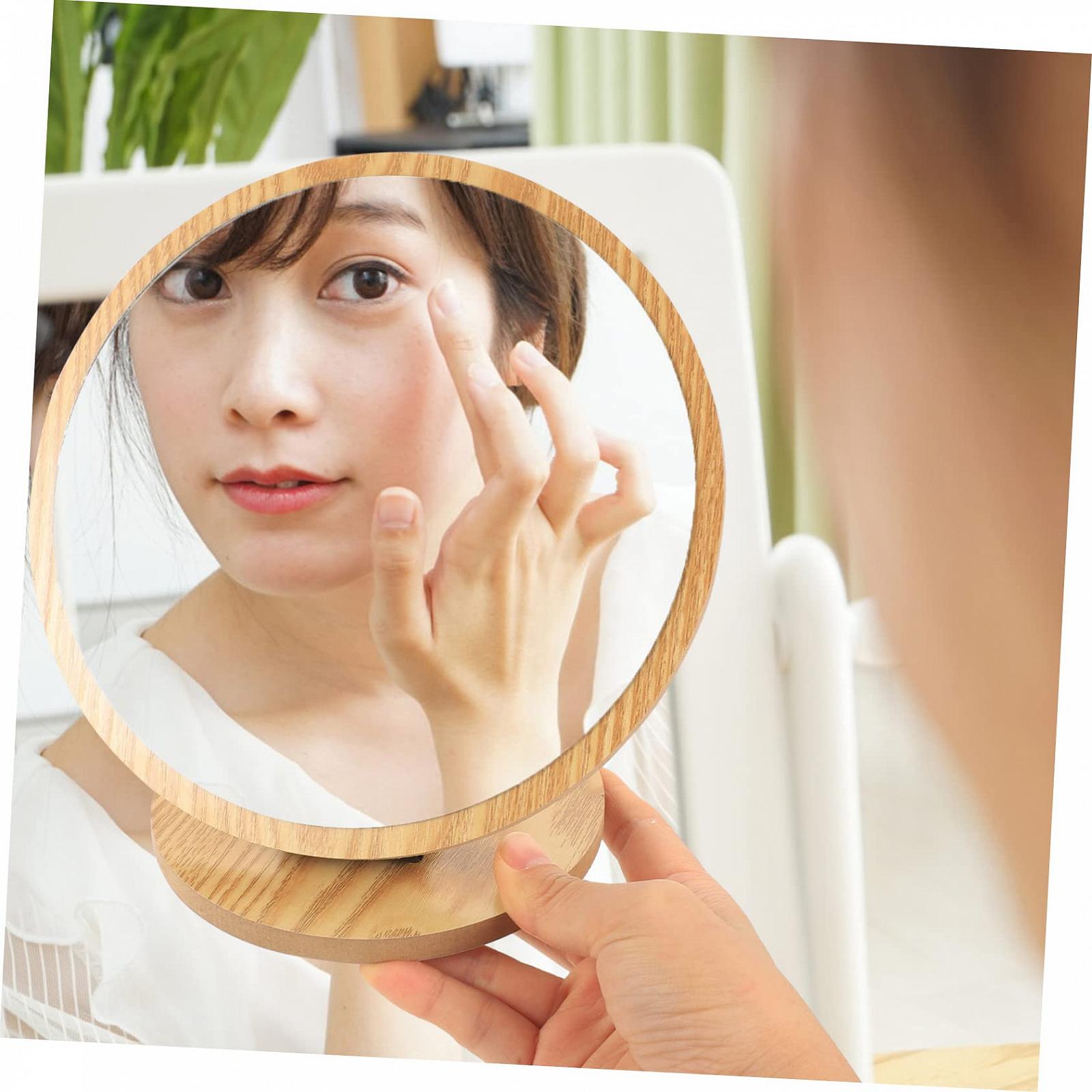 Дзеркало Angoily Desktop Vanity Makeup 5St Holzmaserung дерев'яне, фото №6