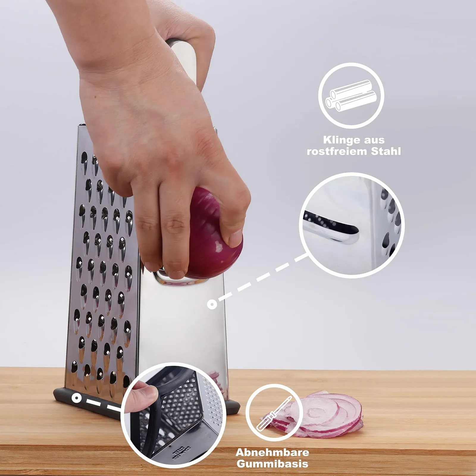 Терка Чотиристороння з нержавіючої сталі для овочів, фото №6 Терка Чотиристороння з нержавіючої сталі для овочів, фото №6