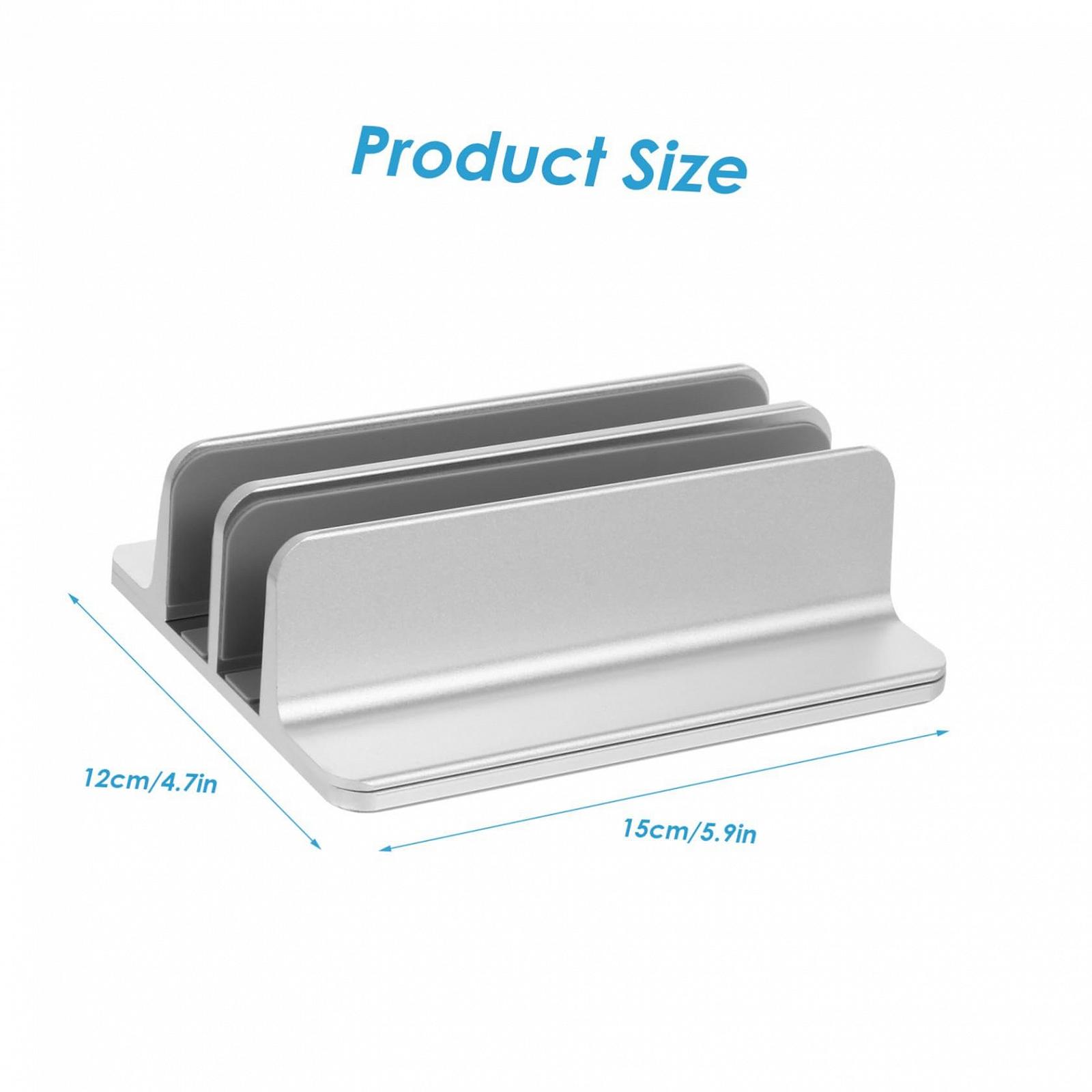 Вертикальна Підставка для ноутбука Алюмінієвий сплав Подвійний слот Захист від подряпин Сірий, фото №2