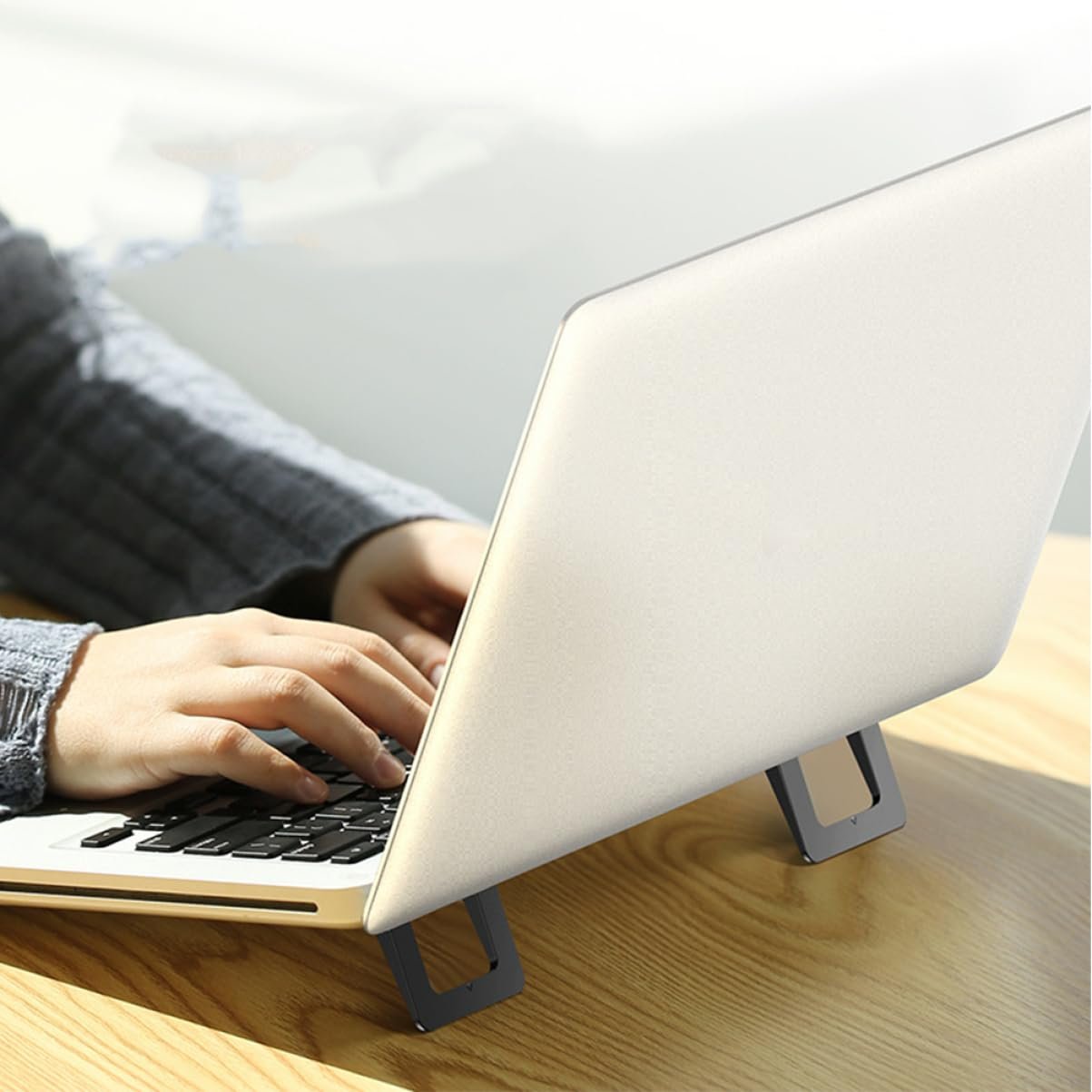 Підставка для ноутбука складана NUOBESTY, 2 шт., портативна, ергономічна, компактна, міцна, чорна, фото №9