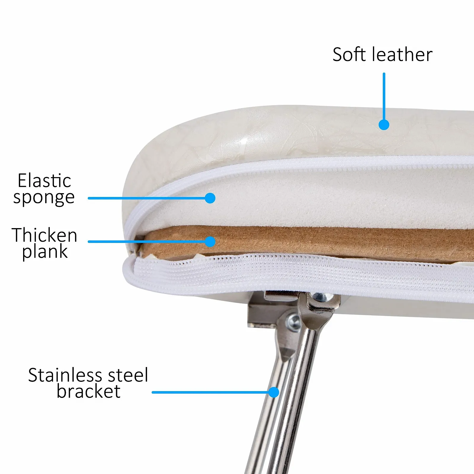 Подушка для рук для манікюру Шкіряна професійна Біла, фото №6