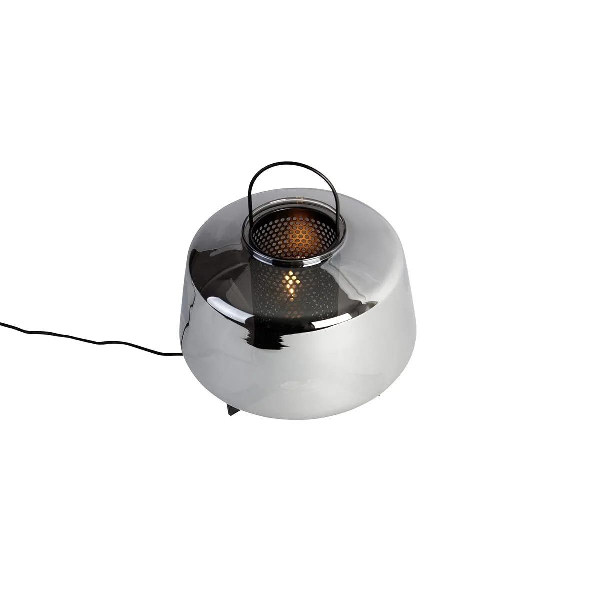 Настільна лампа Qazqa Kevin Art Deco з димчастим склом 30 см E27 Чорний, фото №7