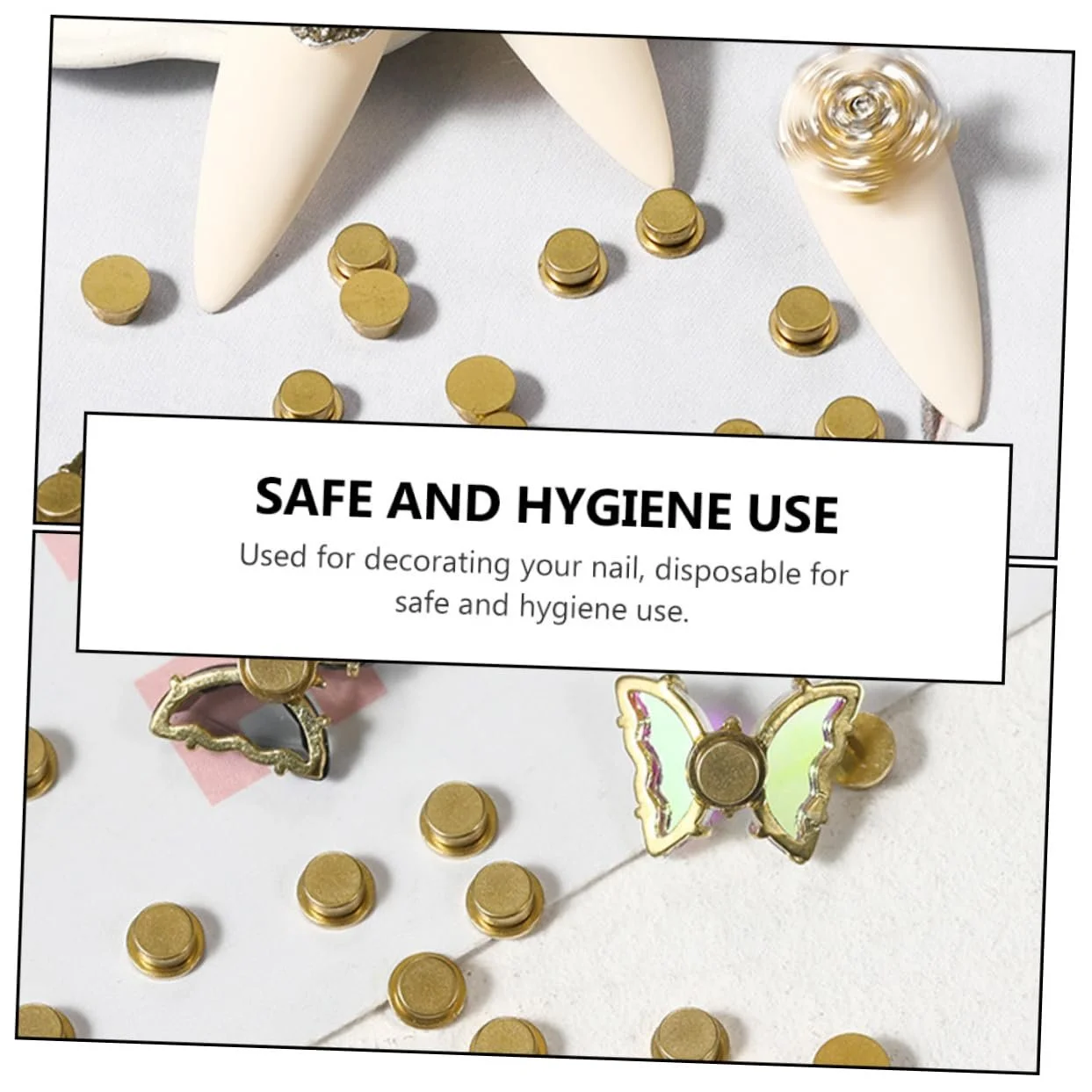 Стрази для нігтів Вісь обертання Мідний золотий, пачка, фото №7