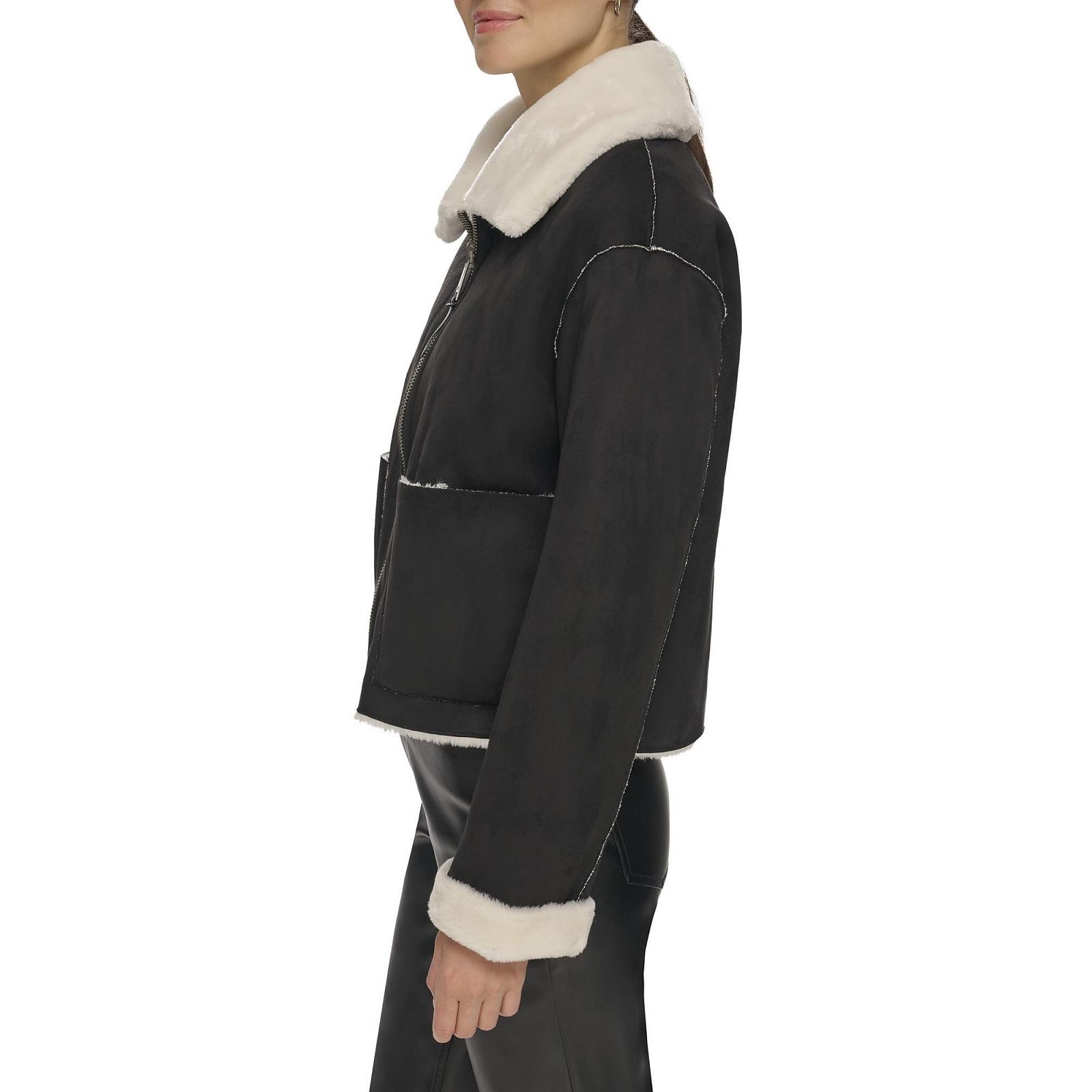 Жіноча коротка дублянка DKNY на блискавці спереду, фото №3 Жіноча коротка дублянка DKNY на блискавці спереду, фото №3