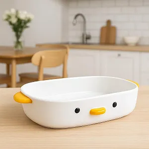 Форма для запікання у формі качки керамічна 7x10 дюймів з ручками біла - Фото 1