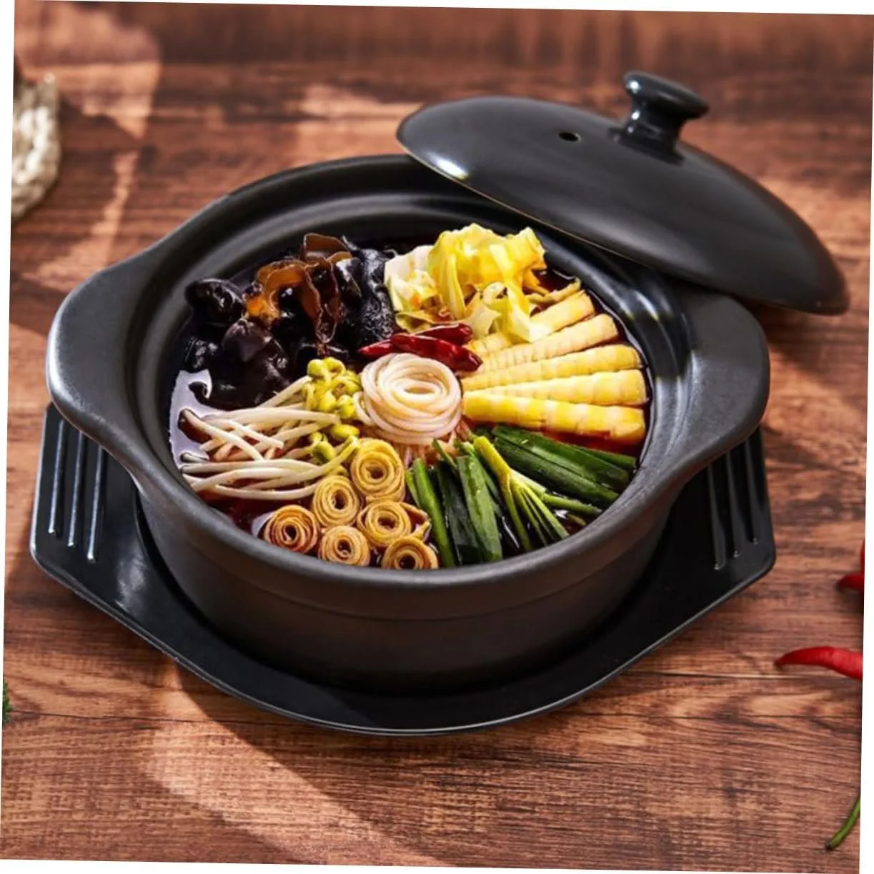 Кастрюля для тушения SOIMISS керамическая с крышкой и двойными ручками 1.26 л, фото №4