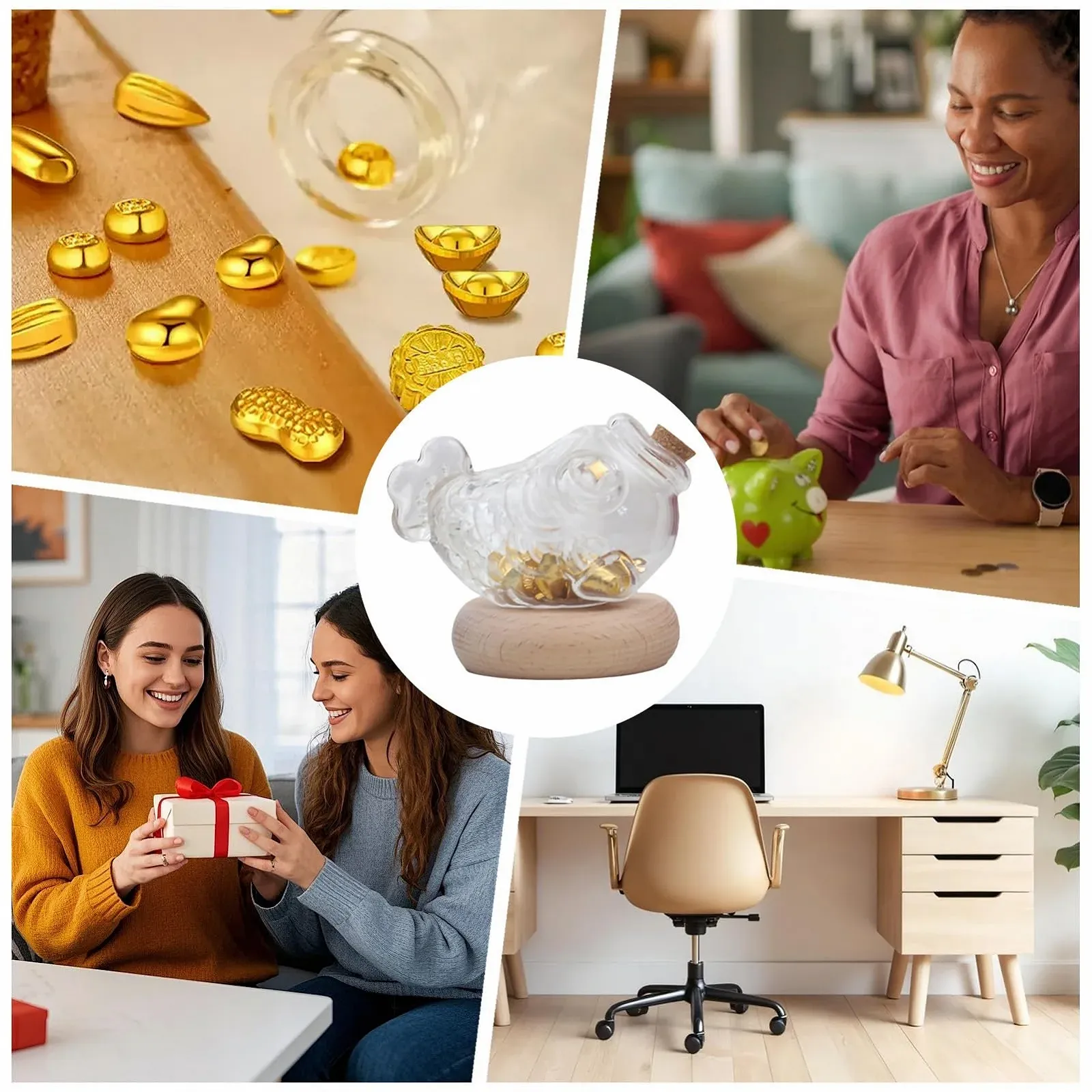 Скарбничка скляна у формі риби прозора, фото №3