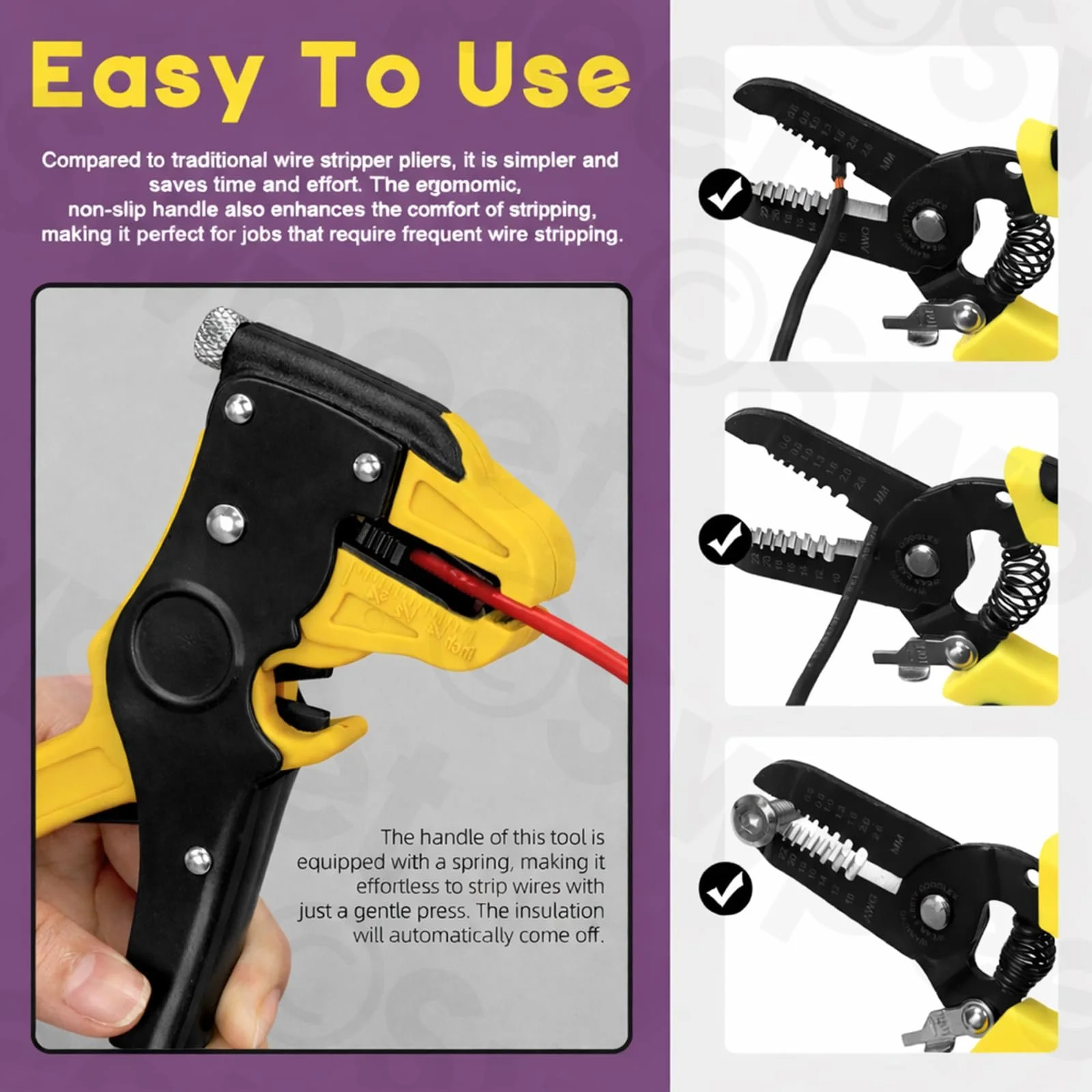 Автоматичний стрипер та різак Swpeet 10-22 AWG 7" Професійний 2 в 1 Регульований Набір з 2 шт., фото №6