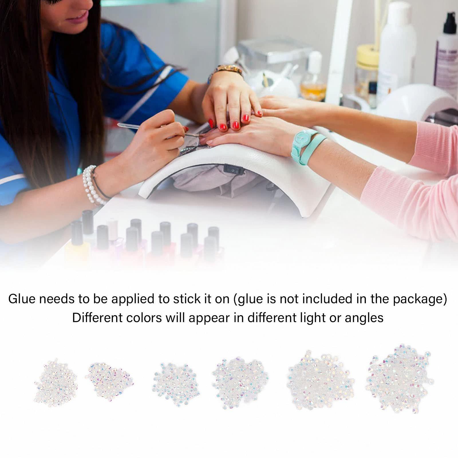 Разные размеры Стразы для ногтей Белое AB Стекло Цветная глазурь для дизайна ногтей, макияжа глаз, обуви, мобильных телефонов, кошельков, декора 9 г, фото №6