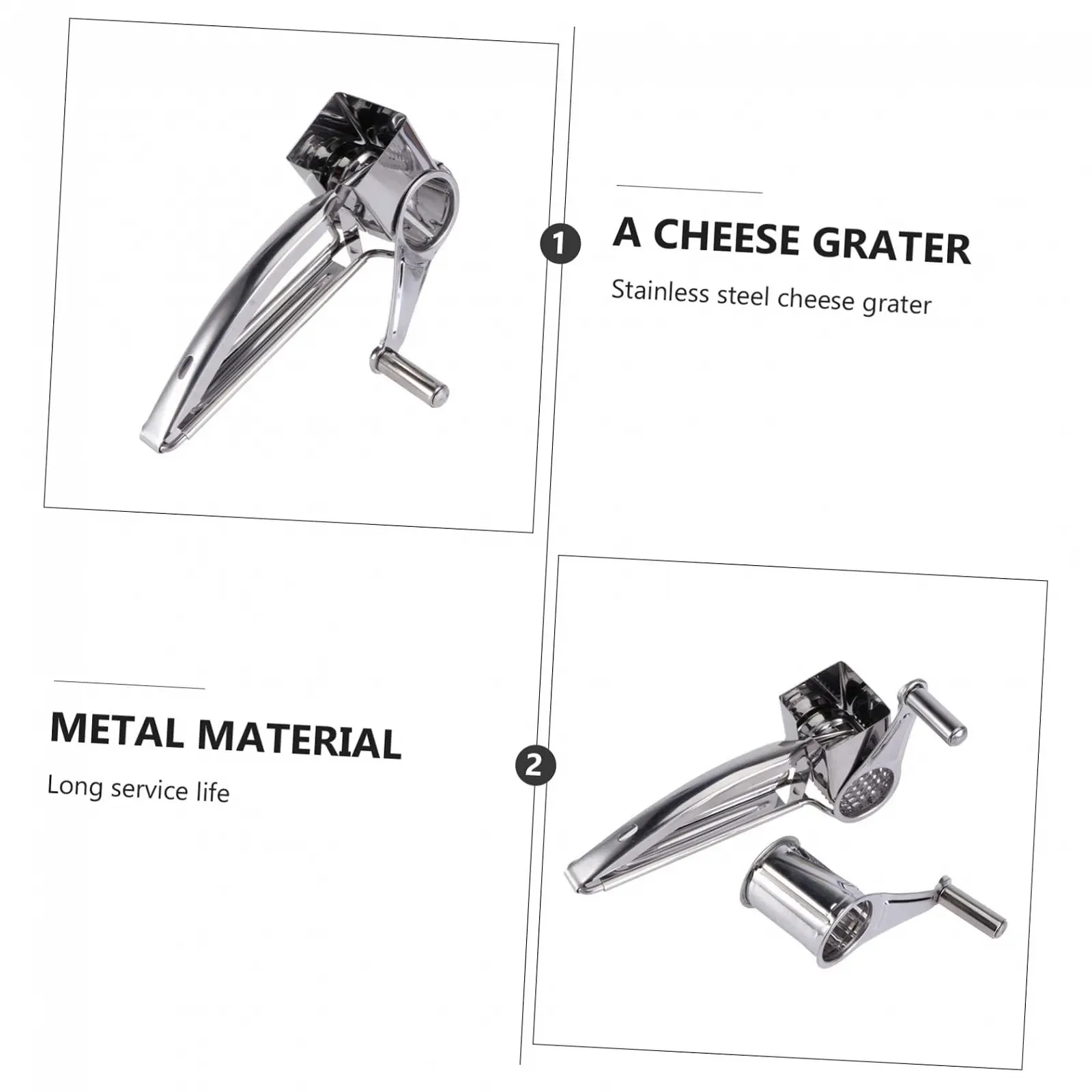 Терка VALICLUD для сиру, ручна обертова для дрібного та крупного натирання, фото №4