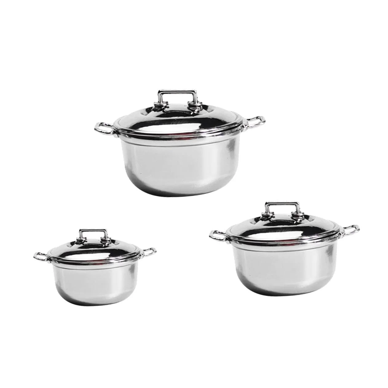 Набор из 3 мини-кастрюль Play Kitchen Accessories пластиковый реалистичный дизайн, фото №1