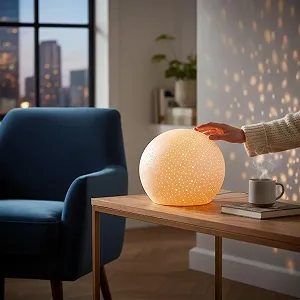 Настільна лампа GILDE Dot City порцелянова сферична біла synthetic.ua - Фото 1