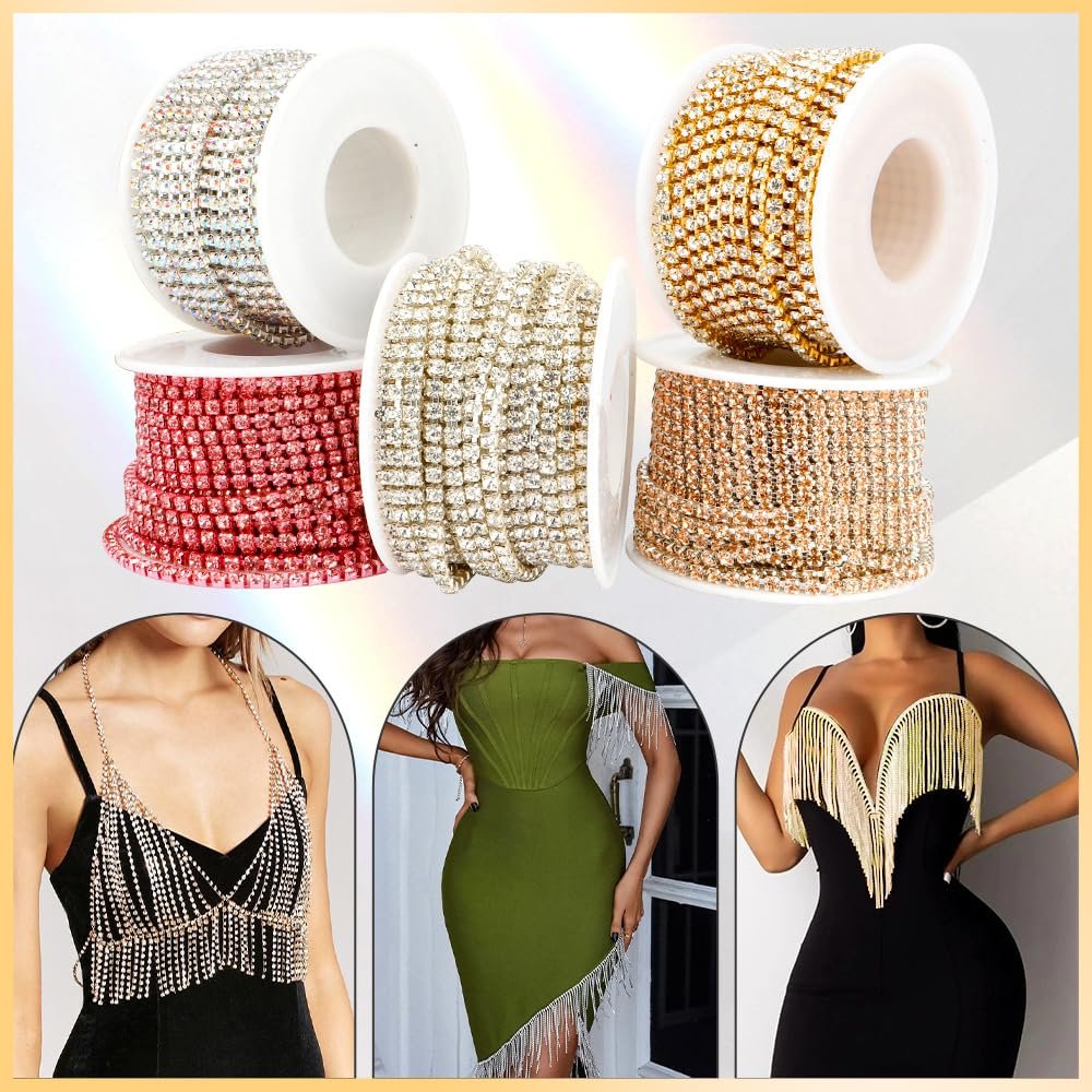 Ланцюжок зі стразами для нігтів 10 ярдів Срібна стрічка зі стразами 3 мм Блискучий, фото №6