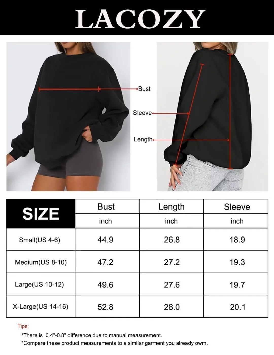 Женский Свитшот LACOZY с длинными рукавами, круглым вырезом, повседневный пуловер, свободный осенний топ, фото №1
