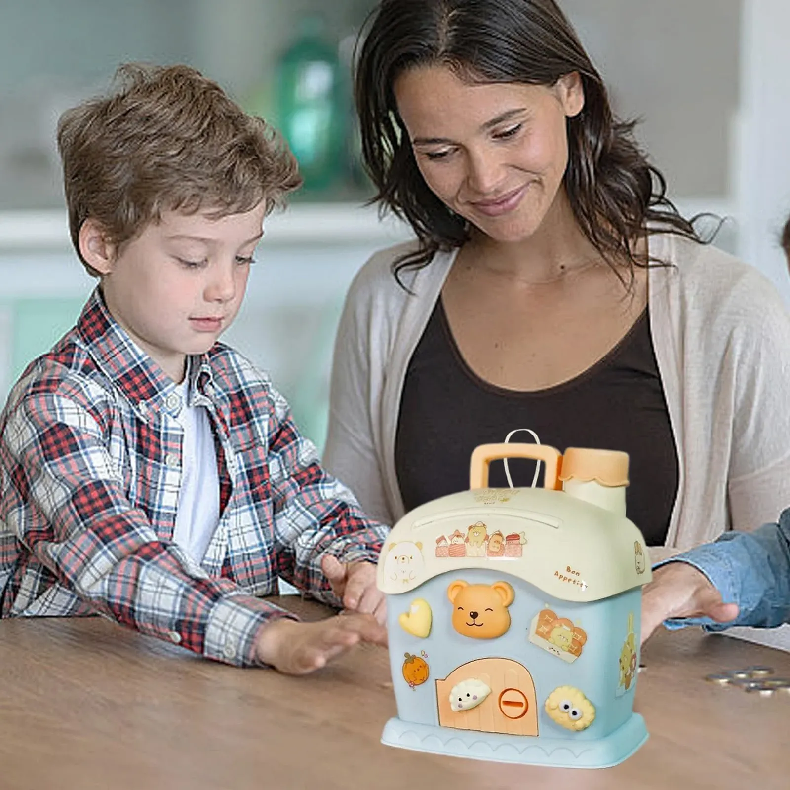 Скарбничка-будиночок з ключем та наклейками, фото №2