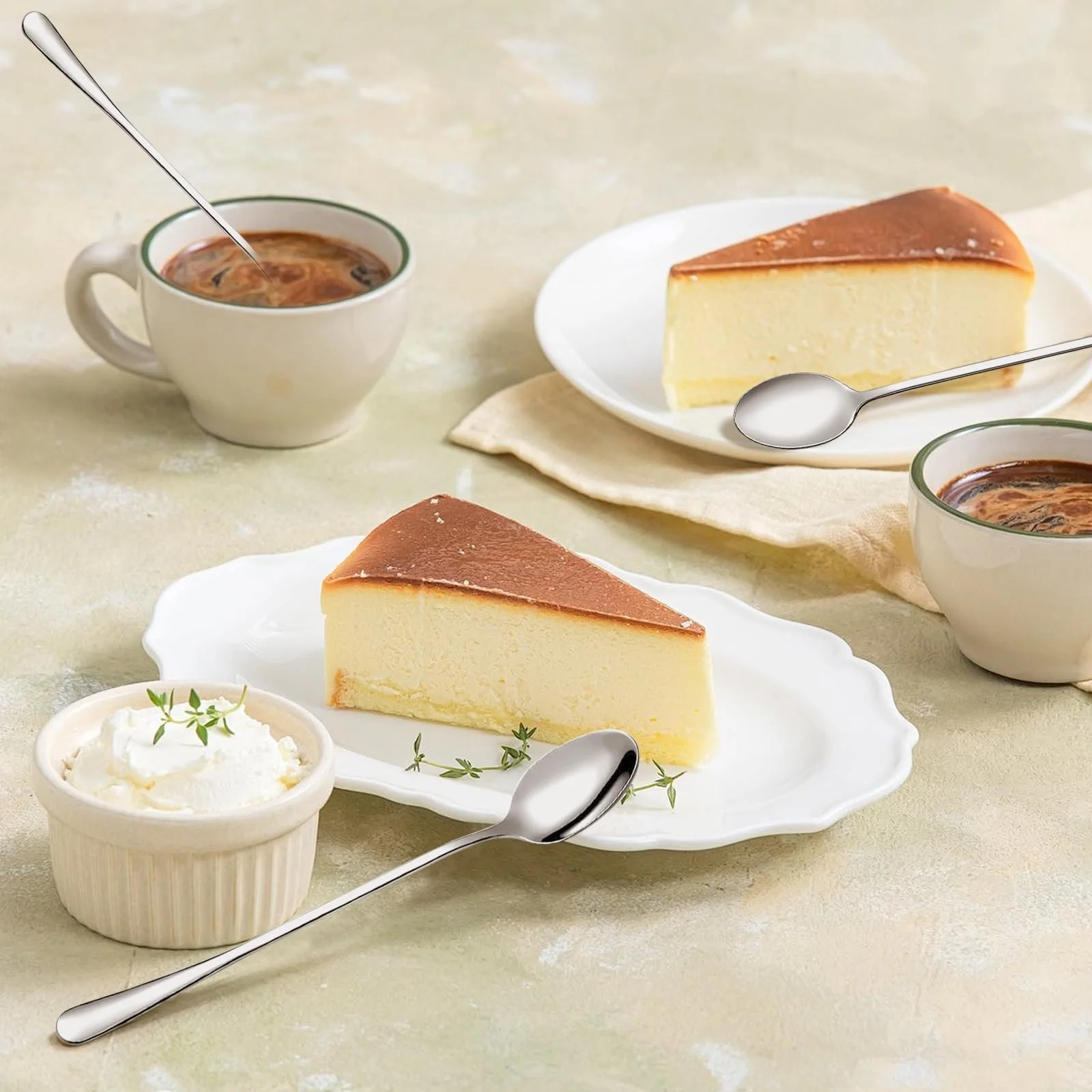 Ложка для лате макіато, набір 19.5 см, срібляста, з довгою ручкою, фото №4