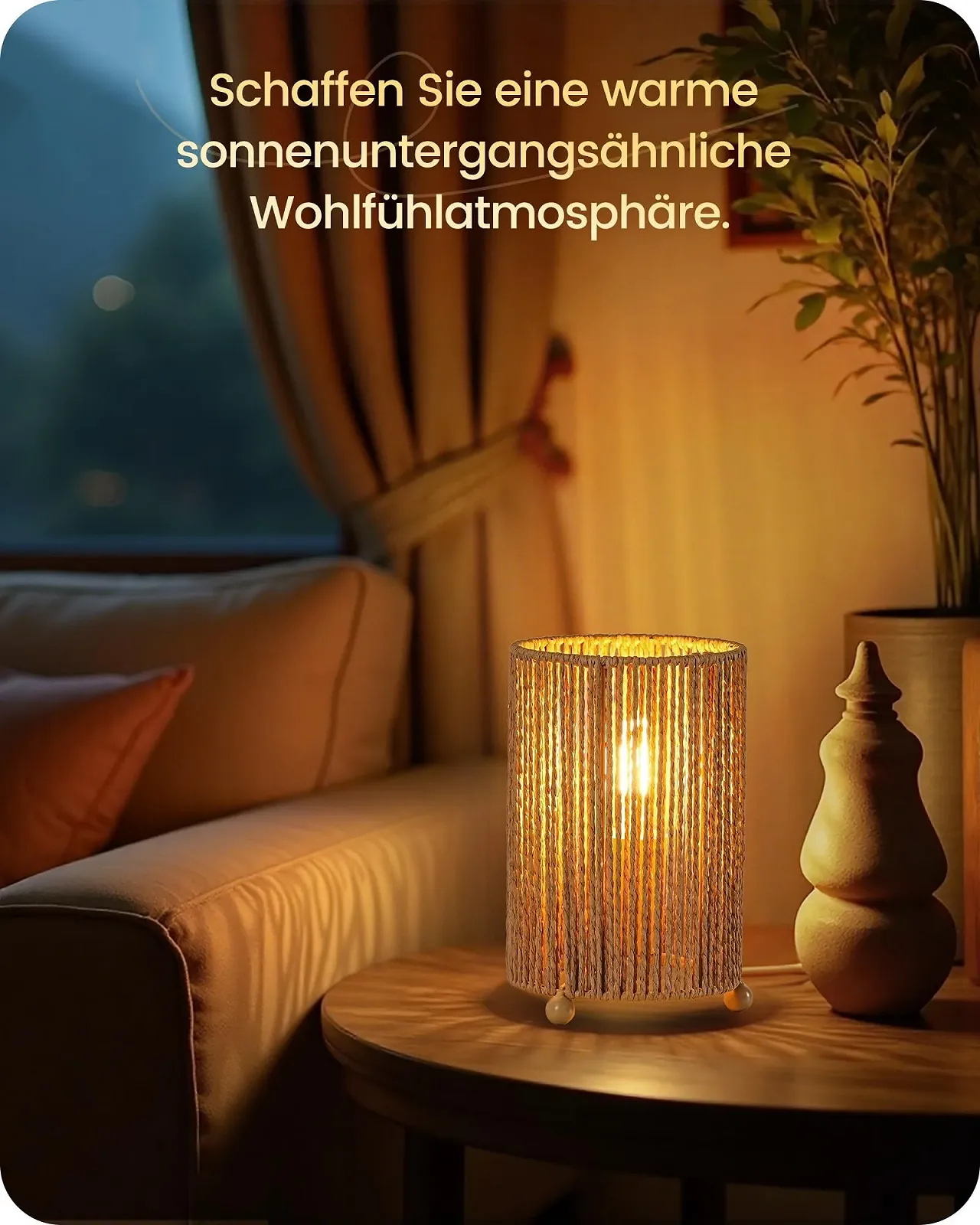 Настільна лампа приліжкова ZS11TLDP205 Бохо ротанг з кабелем світлодіодна лампа 4 Вт 2400 К набір з 2 шт., фото №6