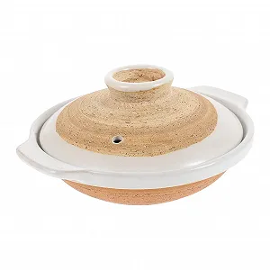 Японская керамическая кастрюля 20.3x17.5x9 см с крышкой, термостойкая, для риса и супов - Фото 1