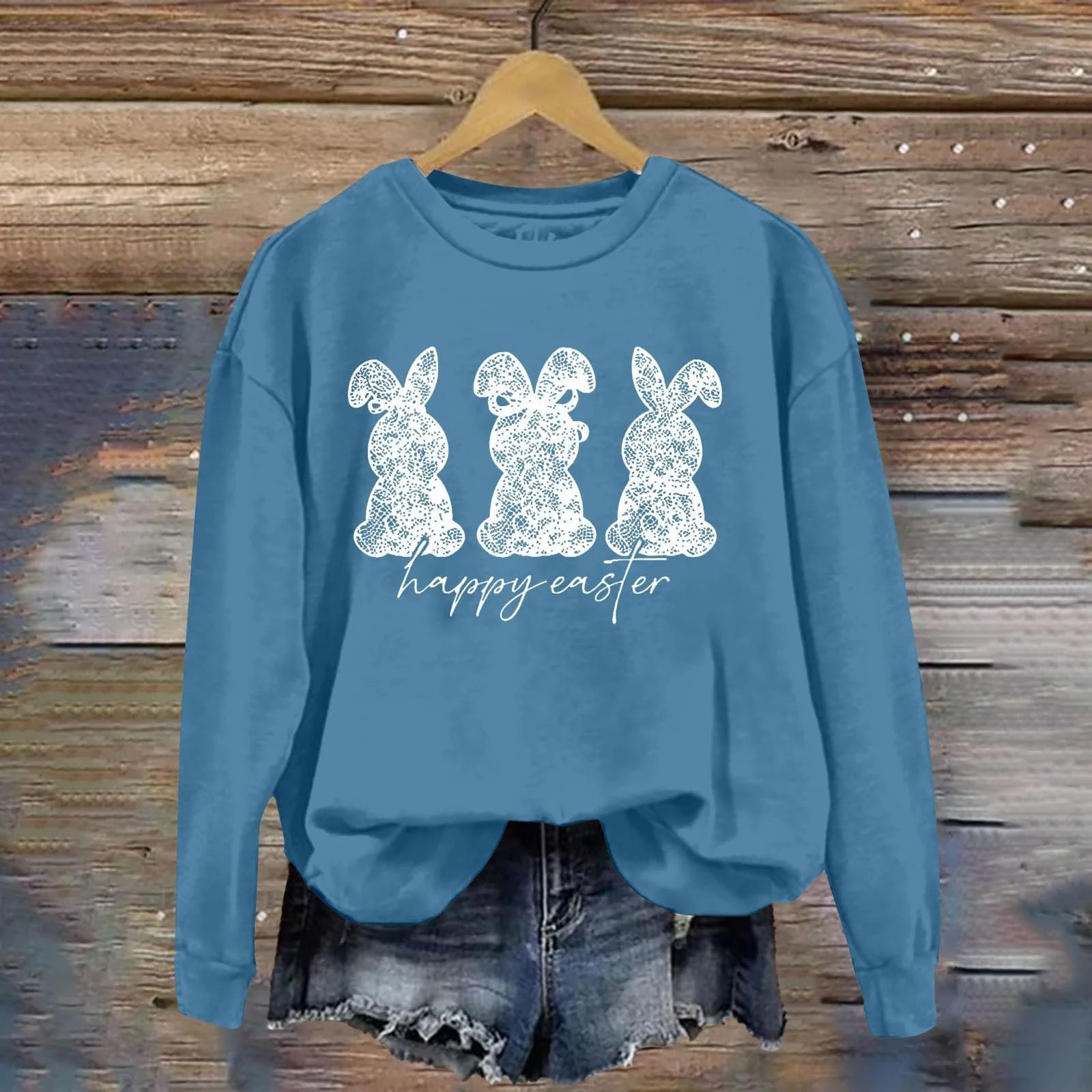 Свитшот Спортивный Женский Happy Easter Bunny Print для Кемпинга, Активного Отдыха, Путешествий и Пешего Туризма, фото №3