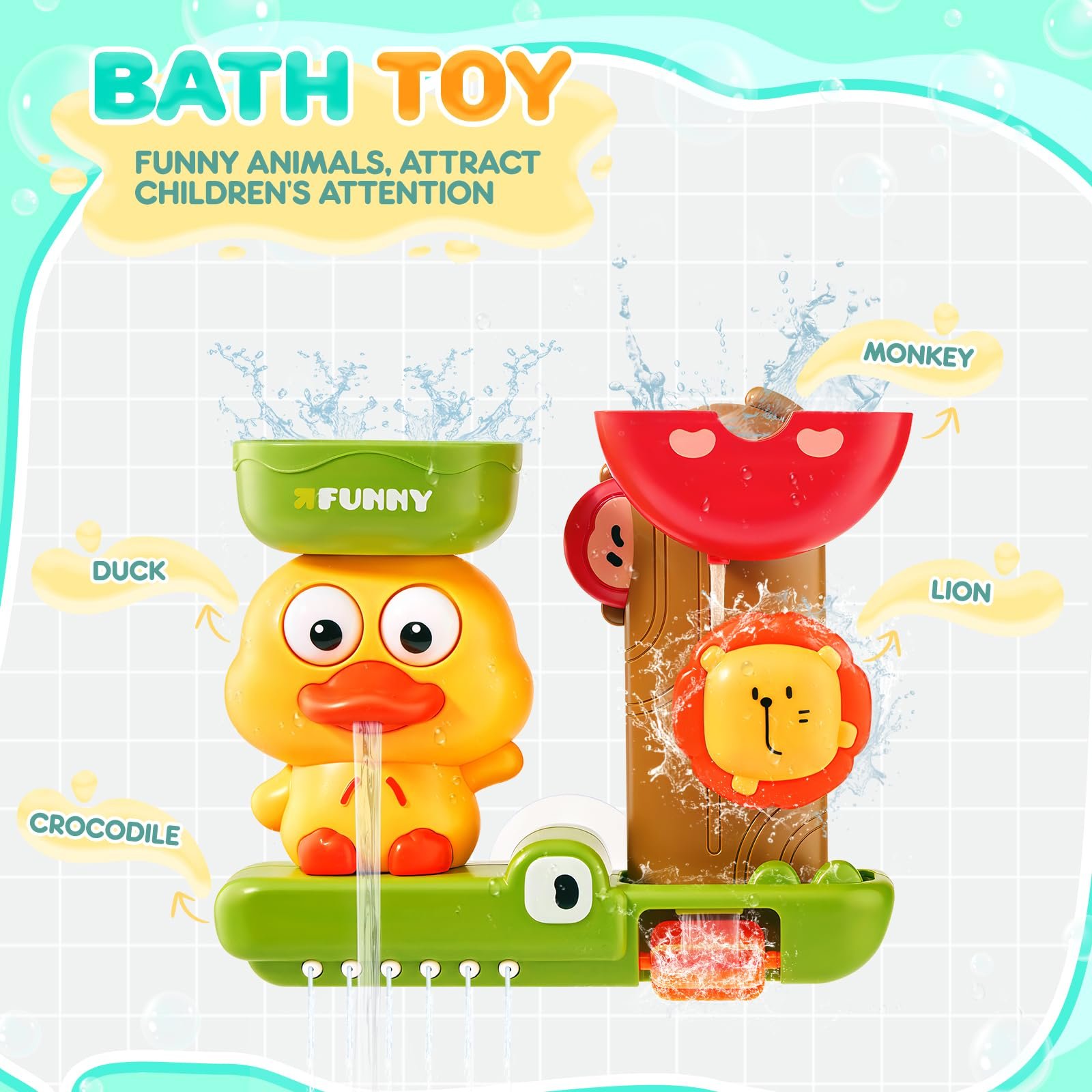 Игрушка для ванны Утка Лев Крокодил Водяная игрушка, фото №2