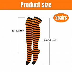2 пары гольфов выше колен на Хэллоуин, женские длинные полосатые носки, гольфы выше колен, гольфы до колен, женские очень длинные носки, высокие носки для сапог для женщин и девушек synthetic.ua - Фото 1