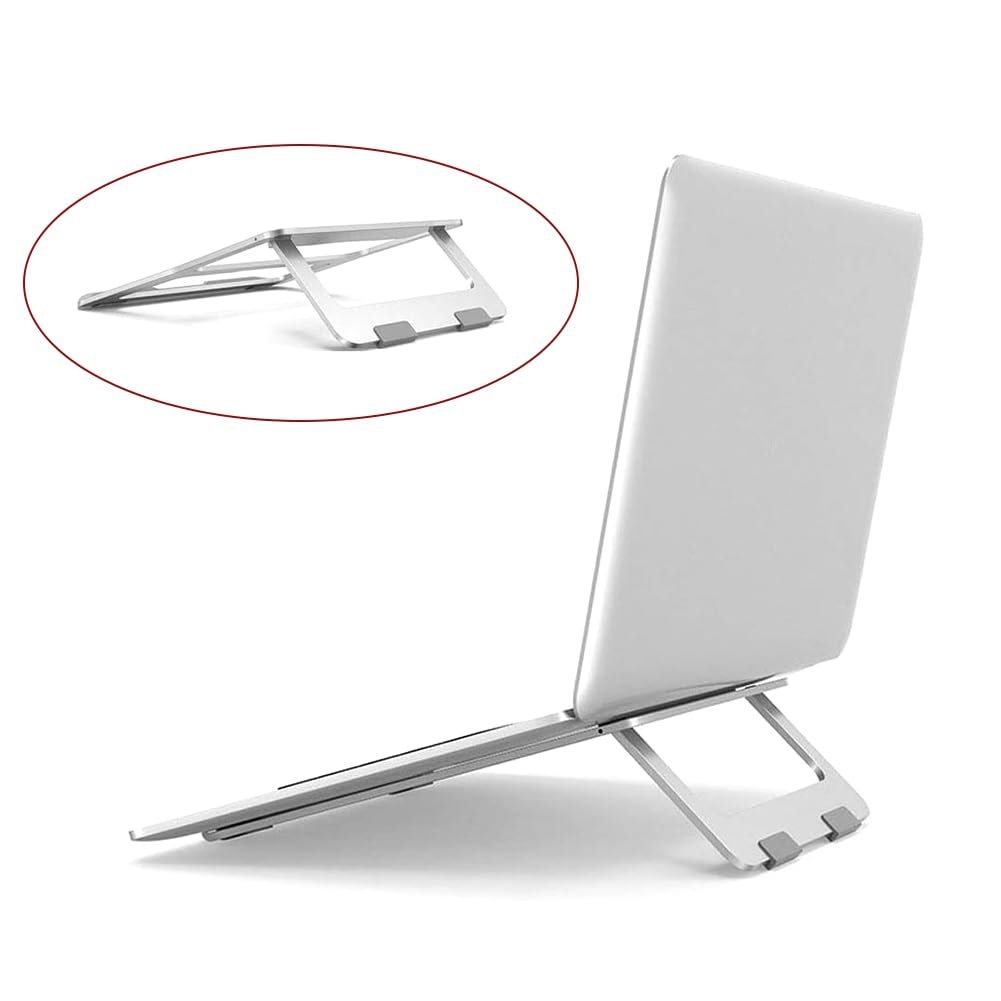 Регульована по висоті алюмінієва підставка для ноутбука, складаний настільний тримач для ноутбуків до 17", фото №2