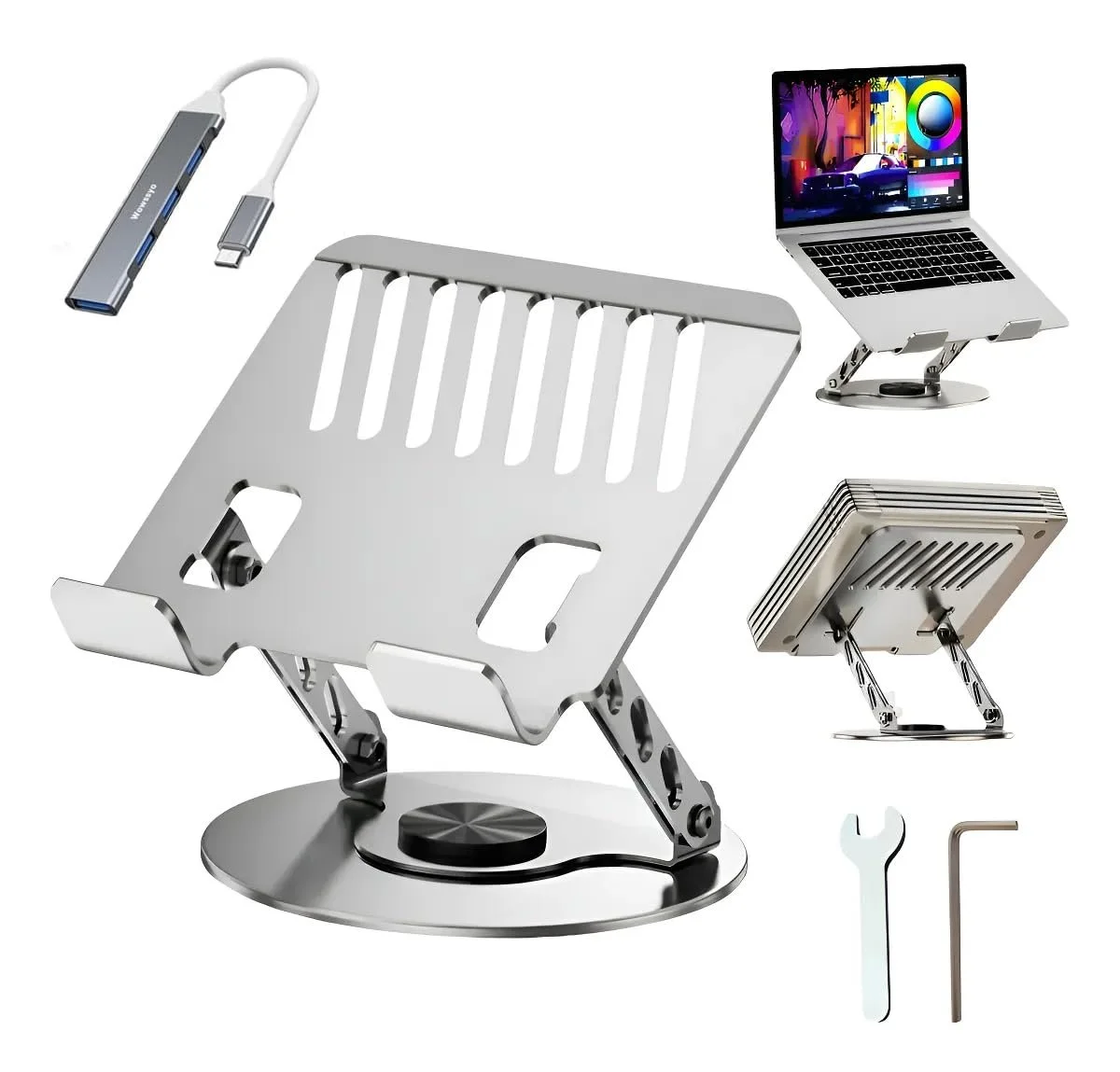 Підставка для ноутбука 3600 Регульована по висоті Металеваз подвійною підтримкою Ергономічна, фото №1