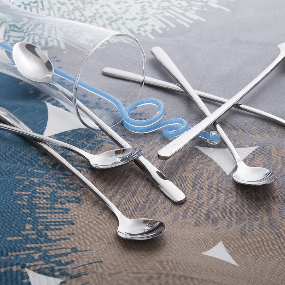 Ложка Набор из 12 штук с длинной ручкой из нержавеющей стали для смешивания, для латте макиато, для коктейлей, десертов, полированная нержавеющая сталь, можно мыть в посудомоечной машине, фото №5 Ложка Набор из 12 штук с длинной ручкой из нержавеющей стали для смешивания, для латте макиато, для коктейлей, десертов, полированная нержавеющая сталь, можно мыть в посудомоечной машине, фото №5