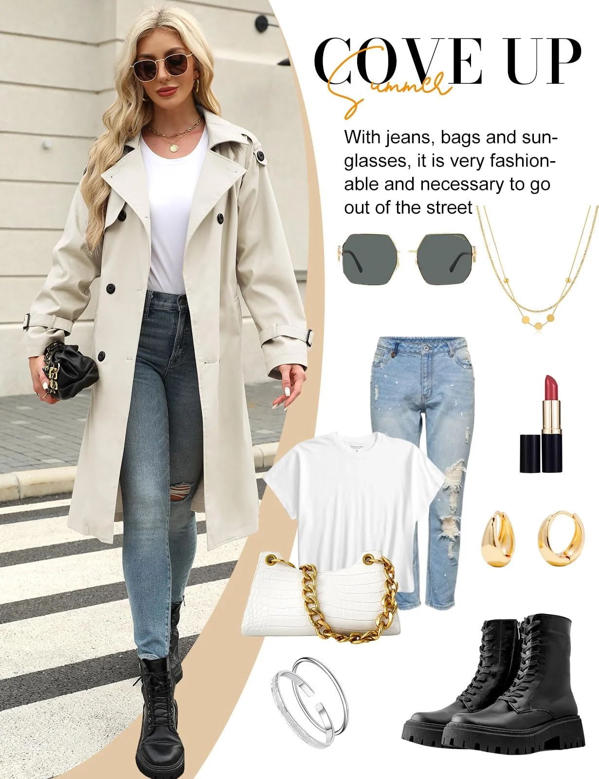 Тренч Vancavoo Жіночий Довгий Перехідний, фото №5