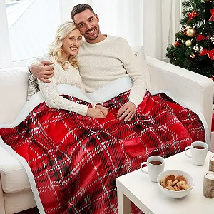 Плед Sherpa Catalonia Plaid Checked, Пухнастий плед, Дуже м'який теплий флісовий плед, Накидка на диван synthetic.ua - Фото 1