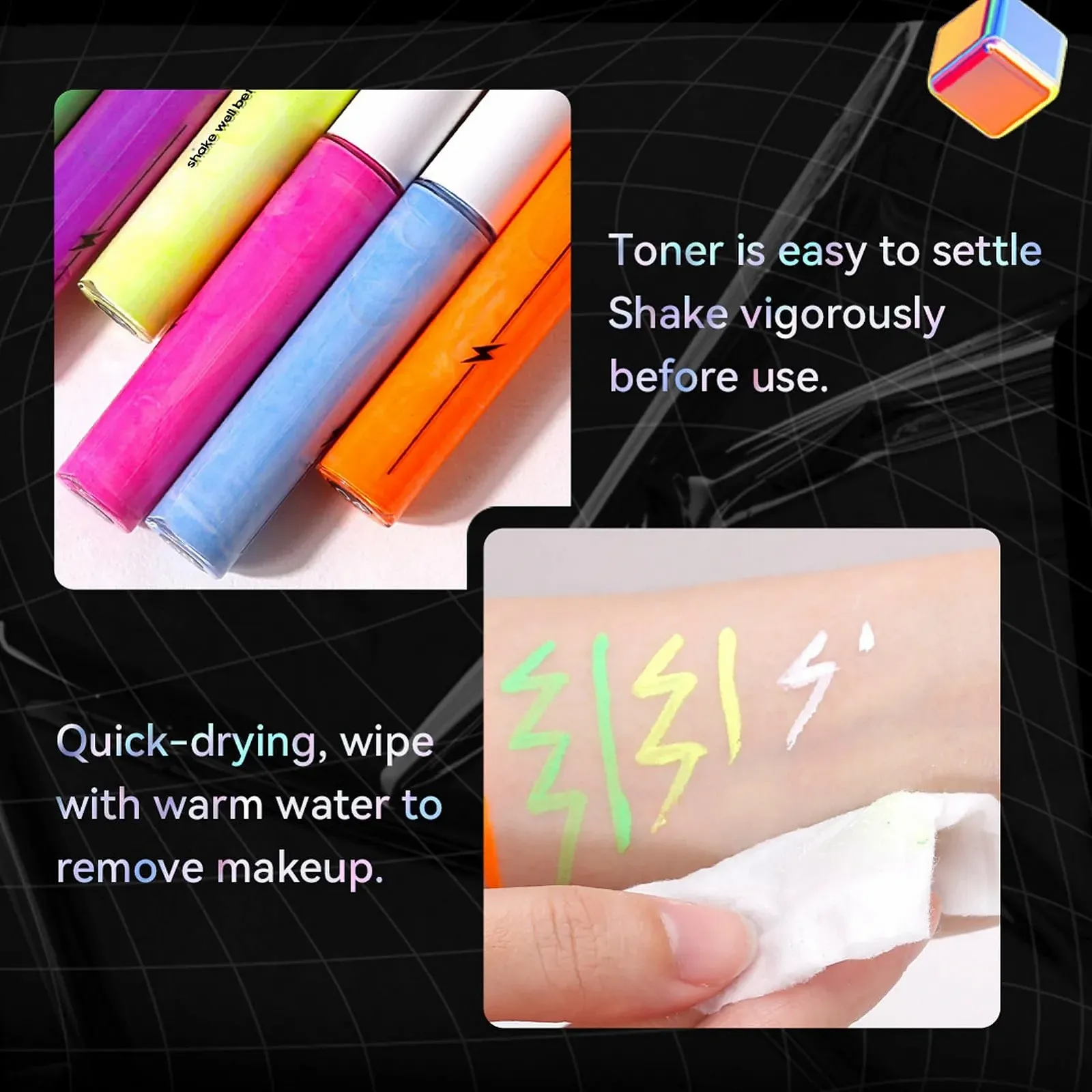 Жидкая Подводка Neon Комплект пигментированных флуоресцентных цветов, фото №3