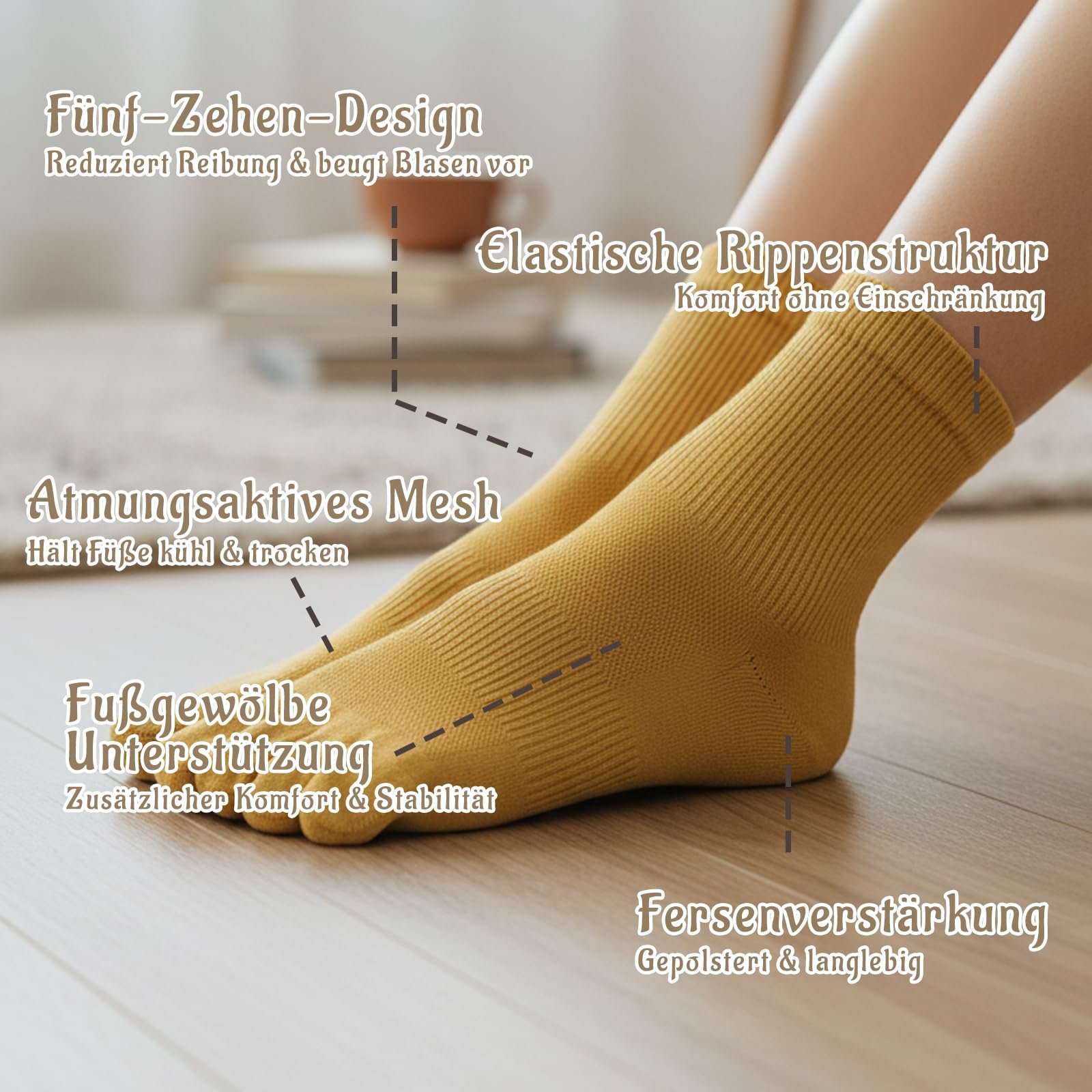 Женские носки для пальцев ног Хлопковые 4 пары Размер 39-42, фото №5