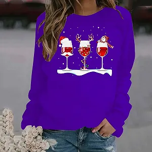 Женский новогодний свитшот с рождественским принтом, джемпер, кофта с длинными рукавами и круглым вырезом, элегантный шик, свитер, зимняя кофта, повседневная мода synthetic.ua - Фото 1