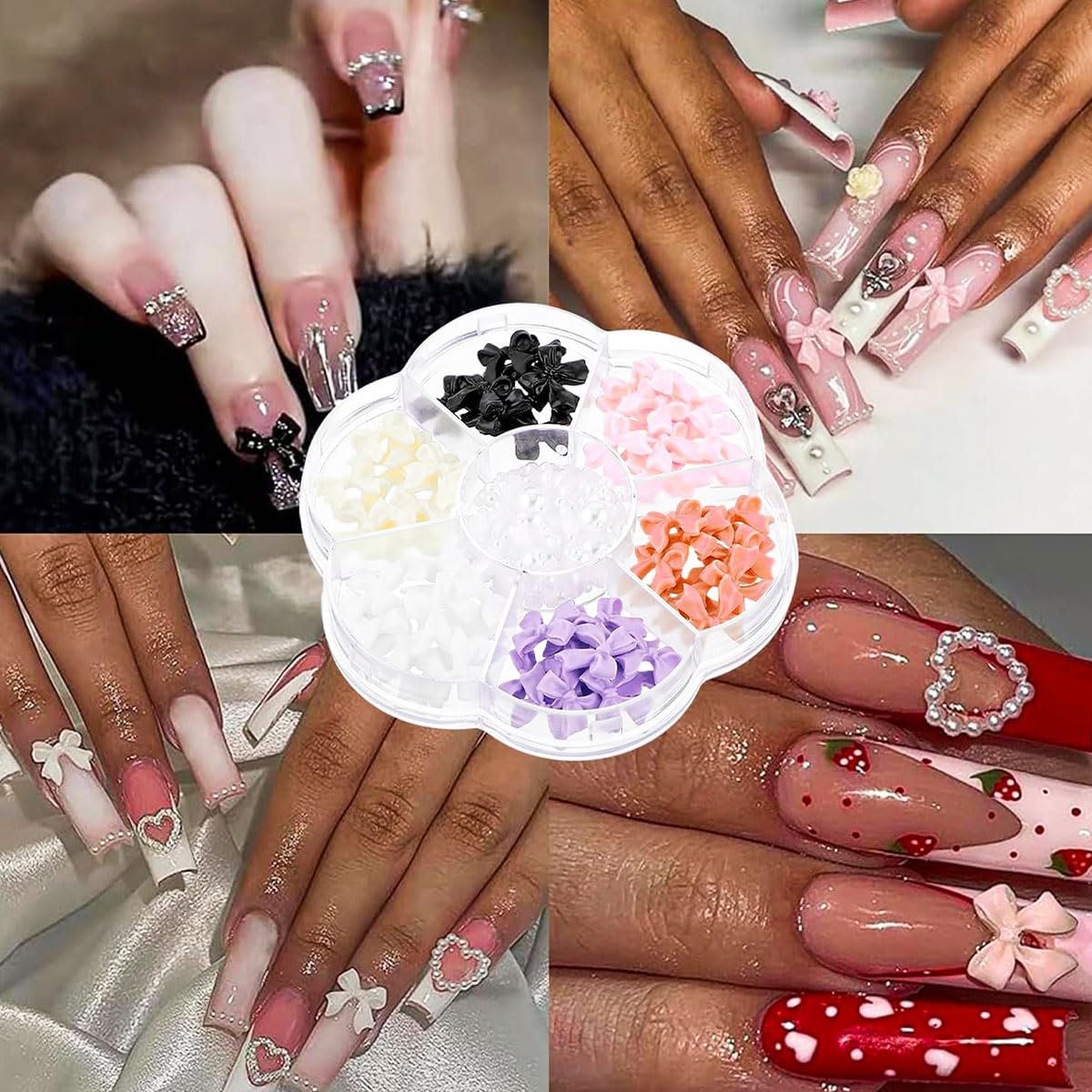 Стразы для ногтей Бантик Разноцветные 3D Подвеска Камень Декоративный, фото №5