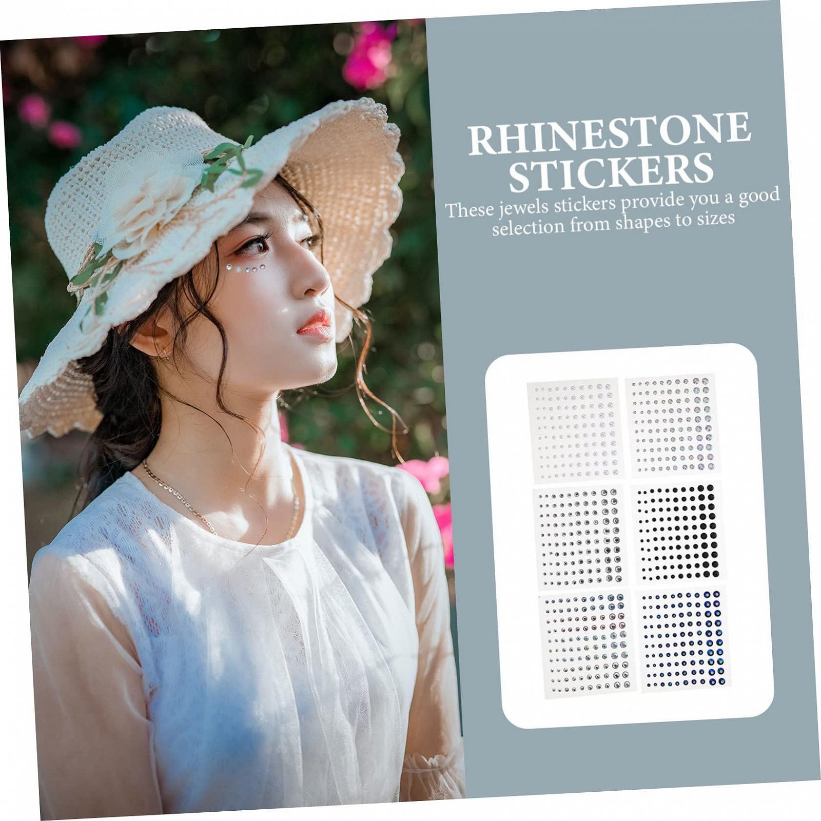 Стразы Наклейки для ногтей Healeved 6 листов для лица и тела, самоклеящиеся, для макияжа, DIY украшения без клея для ногтей, рамок, телефонов и подарков, фото №8