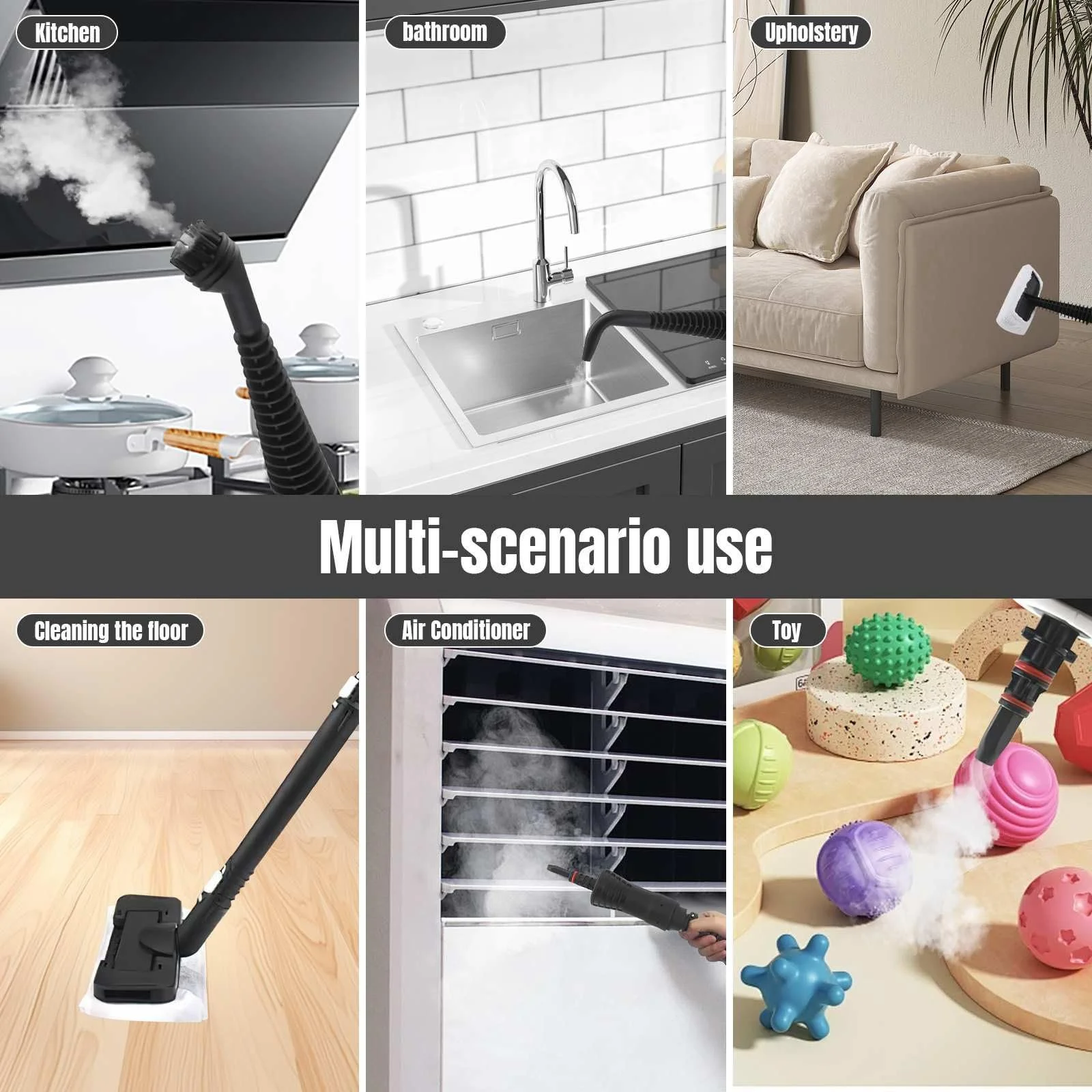 Пароочисник ручний 2-в-1 1000 Вт 15 аксесуарів білий, фото №7 Пароочисник ручний 2-в-1 1000 Вт 15 аксесуарів білий, фото №7