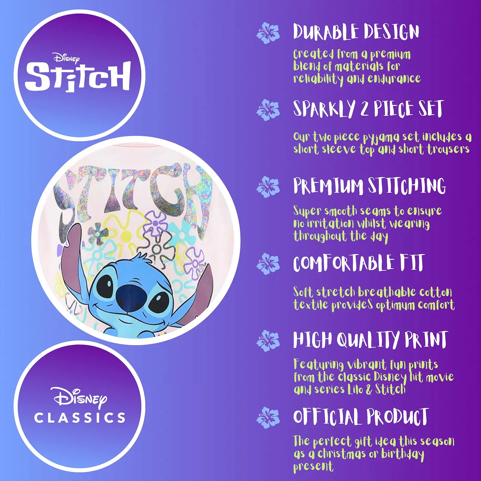 Піжамний набір Disney Stitch для дівчат, 2 предмети: футболка та шорти, бавовна, дизайн Stitch, фото №4 Піжамний набір Disney Stitch для дівчат, 2 предмети: футболка та шорти, бавовна, дизайн Stitch, фото №4