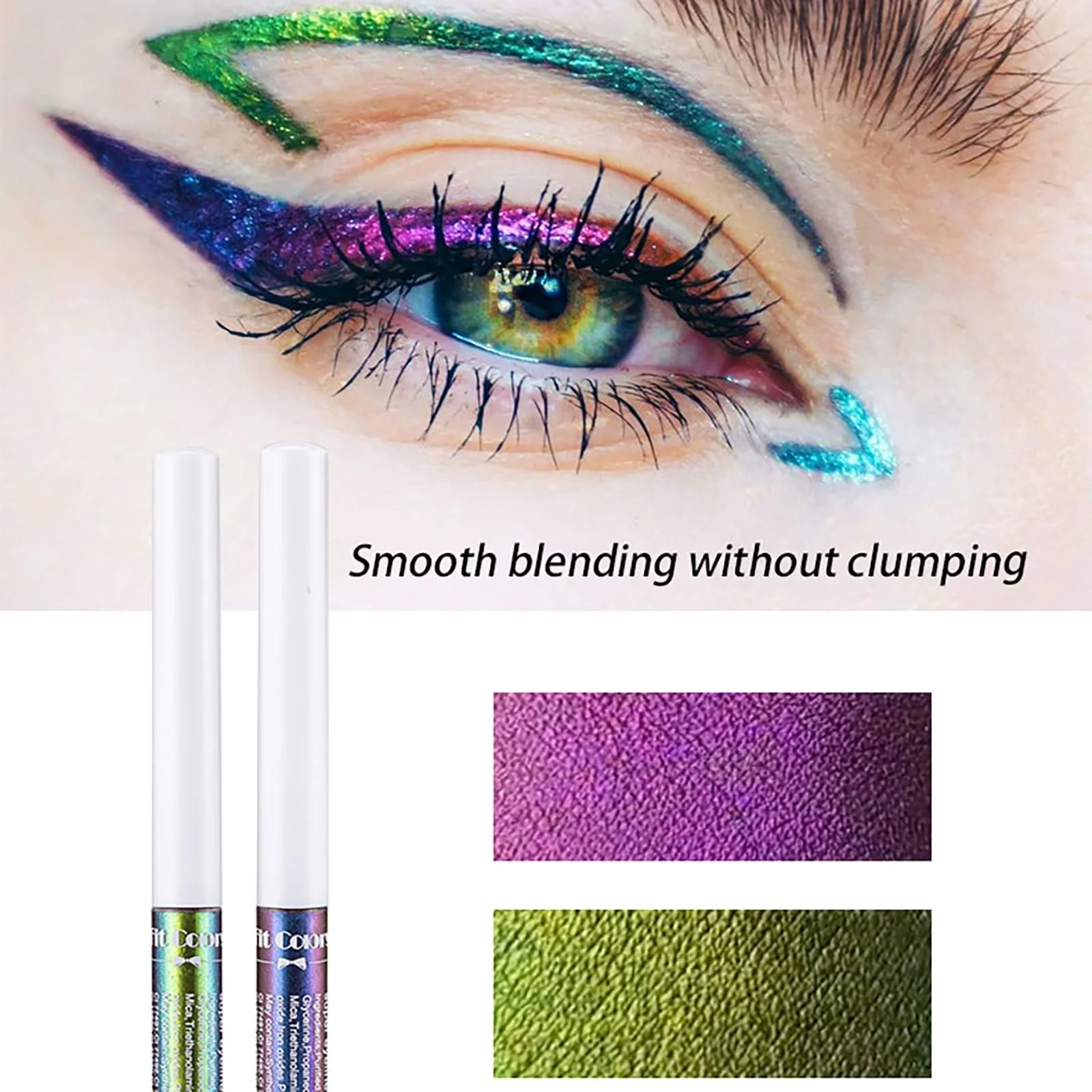 Підводка для очей JasCherry Рідка з блискітками Металік Матова, фото №4