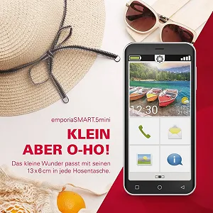 Мобільний телефон для літніх людей emporia SMART.5 Mini 4G Volte 4,95 дюйми Android 13 13 Мп камера Чорний synthetic.ua - Фото 1
