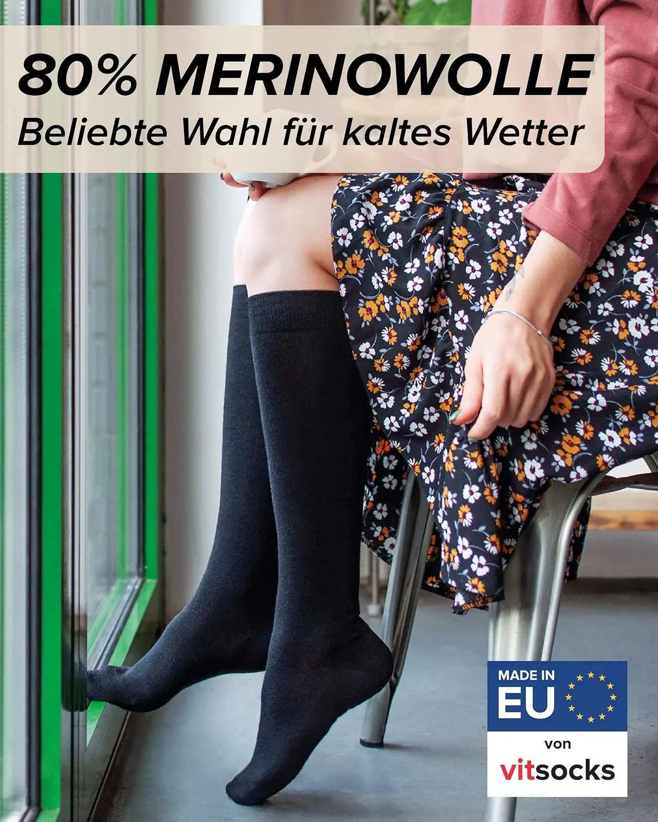 Женские носки vitsocks из 80% шерсти мериноса зимние теплые до колена, 35-38, 39-42, фото №2