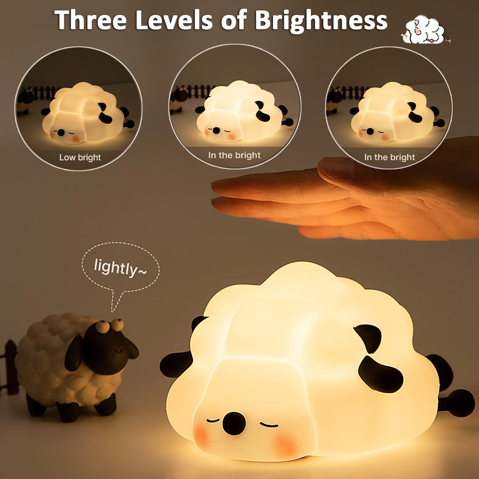 Нічник XRR EAAERR Kawaii Дитячий Силіконовий З диммером Touch USB LED (рожевий), фото №2