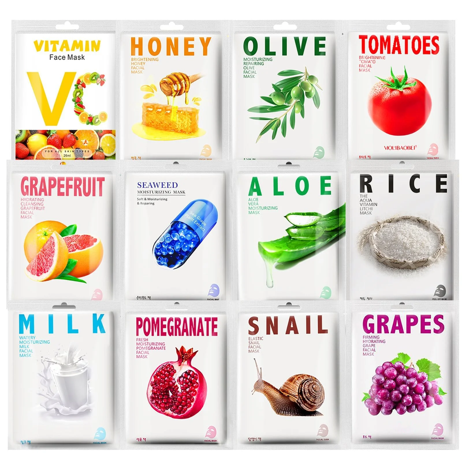 Маска для обличчя Зволоження, Набір масок для обличчя, 12 шт, фото №1