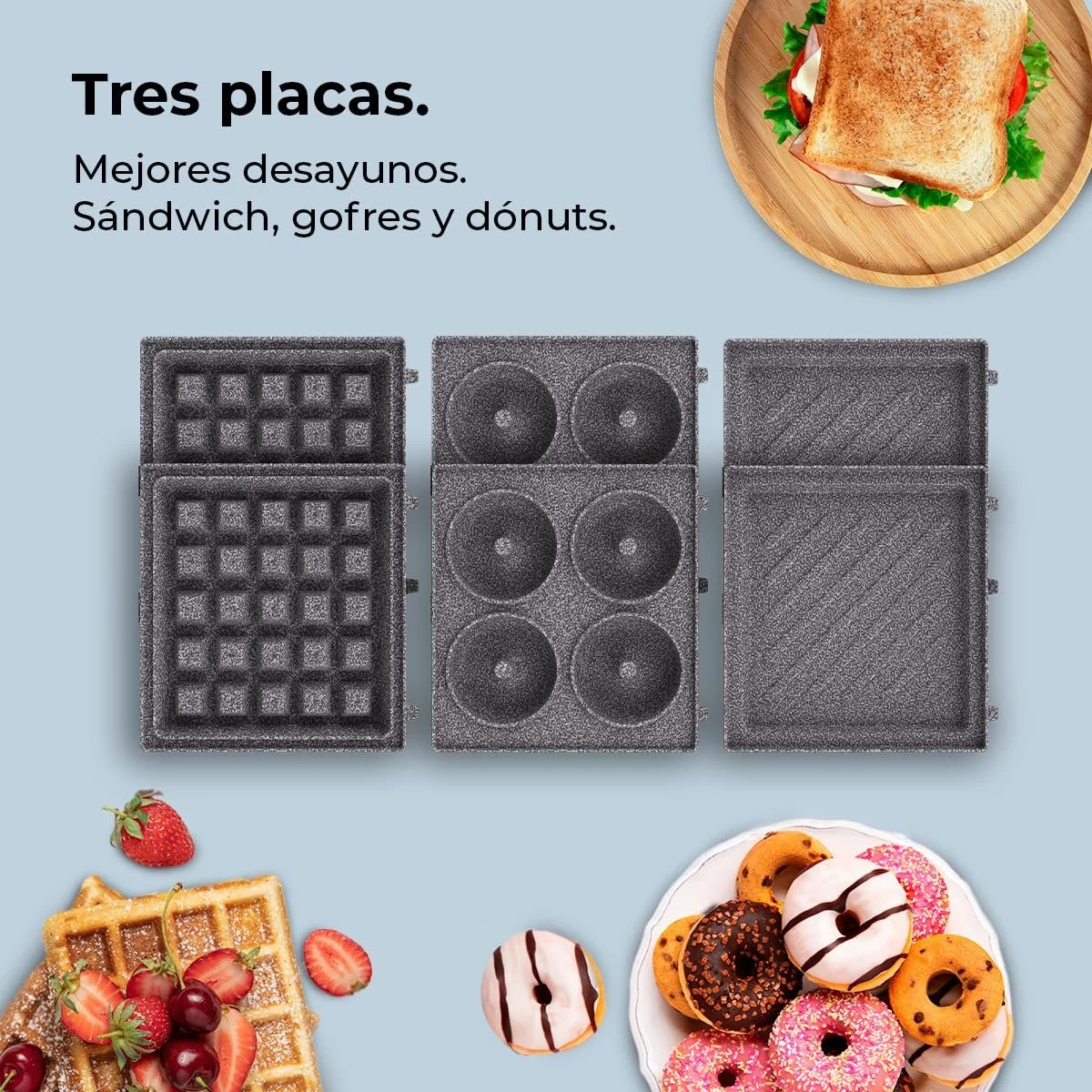 Сэндвичница Cecotec Vintage Rock'Ntoast Retro One Blue 700 Вт, 3 сменные пластины, покрытие Retro Rockstone, фото №3 Сэндвичница Cecotec Vintage Rock'Ntoast Retro One Blue 700 Вт, 3 сменные пластины, покрытие Retro Rockstone, фото №3