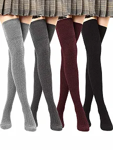 Зимние чулки до бедра SATINIOR, гольфы выше колена, теплые длинные носки для женщин - Фото 1
