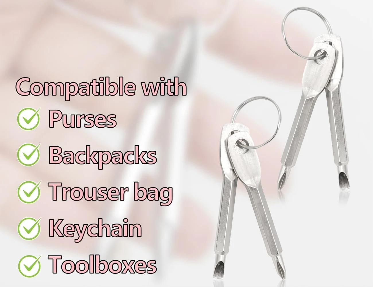 Викрутка KAPSING Mini Багатофункціональний Брелок Набір 2 Шт. З Хрестовою Та Прямою Портативний, фото №7